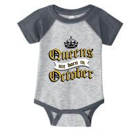 Queens Are Born In October Infant Baby Jersey Bodysuit