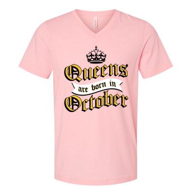 Queens Are Born In October V-Neck T-Shirt