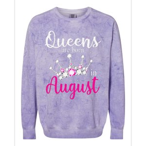 Queens Are Born In August Pink Crown Birthday Gifts Colorblast Crewneck Sweatshirt