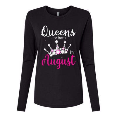 Queens Are Born In August Pink Crown Birthday Gifts Womens Cotton Relaxed Long Sleeve T-Shirt