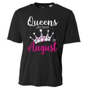 Queens Are Born In August Pink Crown Birthday Gifts Cooling Performance Crew T-Shirt