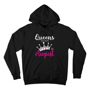 Queens Are Born In August Pink Crown Birthday Gifts Hoodie