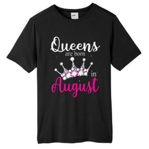 Queens Are Born In August Pink Crown Birthday Gifts Tall Fusion ChromaSoft Performance T-Shirt