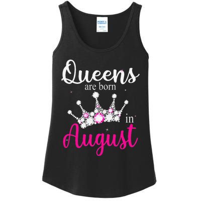 Queens Are Born In August Pink Crown Birthday Gifts Ladies Essential Tank