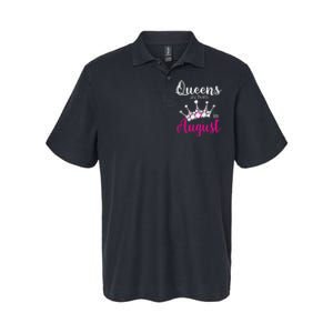 Queens Are Born In August Pink Crown Birthday Gifts Softstyle Adult Sport Polo