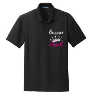 Queens Are Born In August Pink Crown Birthday Gifts Dry Zone Grid Polo