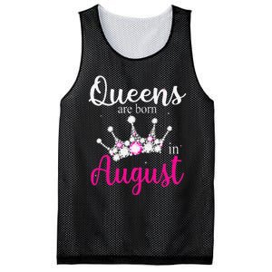 Queens Are Born In August Pink Crown Birthday Gifts Mesh Reversible Basketball Jersey Tank