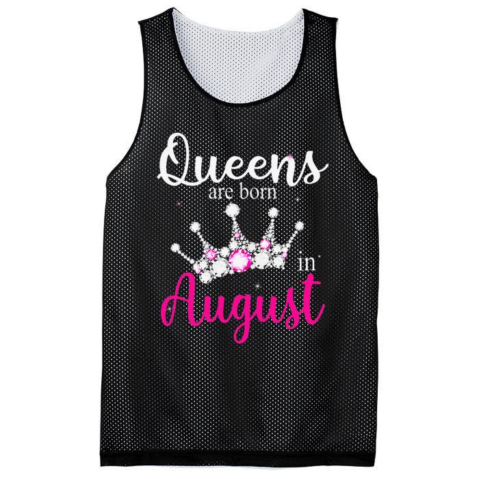 Queens Are Born In August Pink Crown Birthday Gifts Mesh Reversible Basketball Jersey Tank