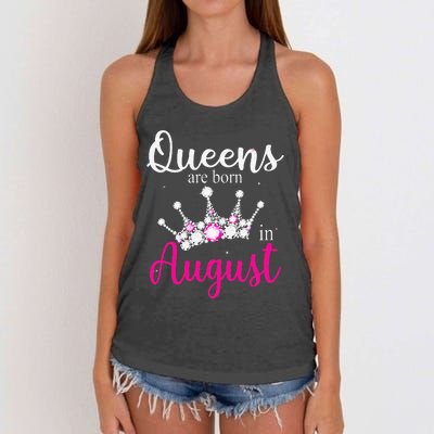 Queens Are Born In August Pink Crown Birthday Gifts Women's Knotted Racerback Tank