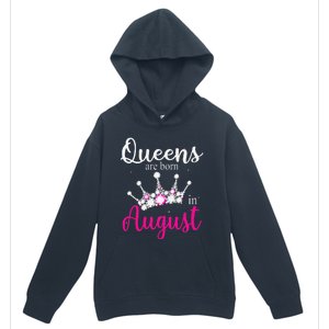 Queens Are Born In August Pink Crown Birthday Gifts Urban Pullover Hoodie