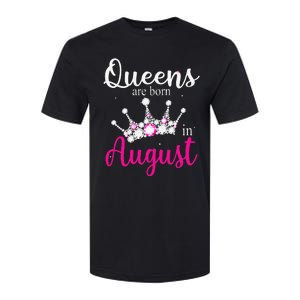 Queens Are Born In August Pink Crown Birthday Gifts Softstyle CVC T-Shirt