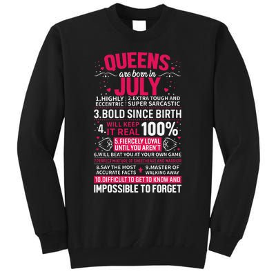 Queens Are Born in July Tall Sweatshirt