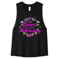 Queens are Born in February Birthday Gift for Wo Women's Racerback Cropped Tank