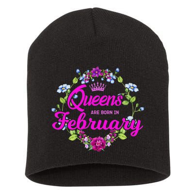 Queens are Born in February Birthday Gift for Wo Short Acrylic Beanie