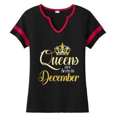 Queens Are Born In December Birthday Wo Month Gift Ladies Halftime Notch Neck Tee