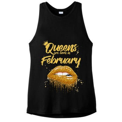 Queens Are Born In February Birthday for Black Wo Ladies PosiCharge Tri-Blend Wicking Tank