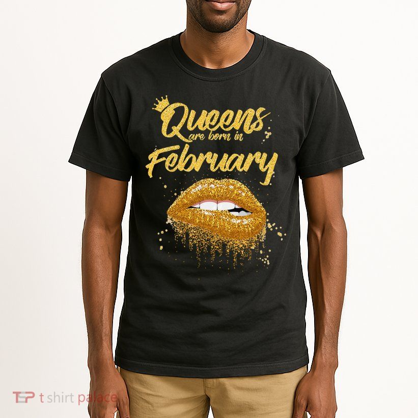 Queens Are Born In February Birthday for Black Wo Tall T-Shirt
