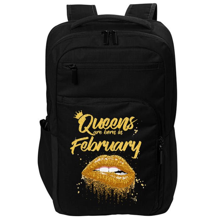 Queens Are Born In February Birthday for Black Wo Impact Tech Backpack