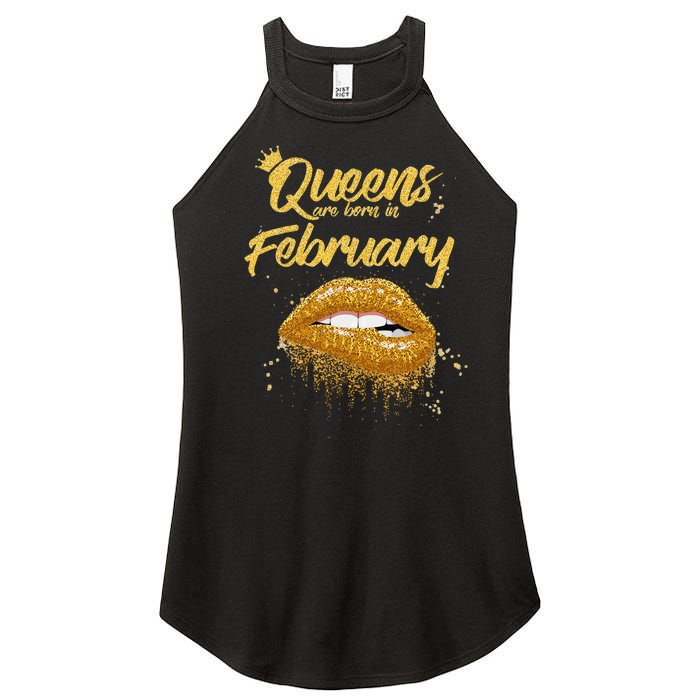 Queens Are Born In February Birthday for Black Wo Women’s Perfect Tri Rocker Tank