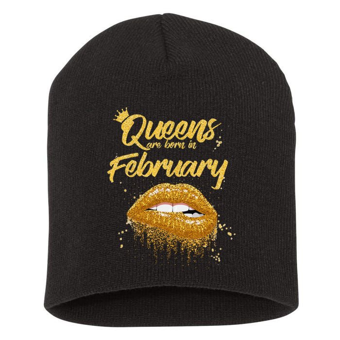 Queens Are Born In February Birthday for Black Wo Short Acrylic Beanie