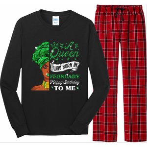 Queens Are Born In February February Birthday Wo Long Sleeve Pajama Set