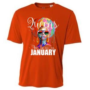 Queens Are Born In January Birthday Gift Funny Gift Cooling Performance Crew T-Shirt