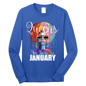 Queens Are Born In January Birthday Gift Funny Gift Long Sleeve Shirt