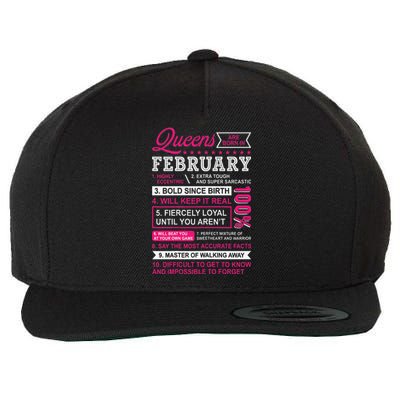 Queens Are Born In February 10 Facts Funny Birthday Wool Snapback Cap