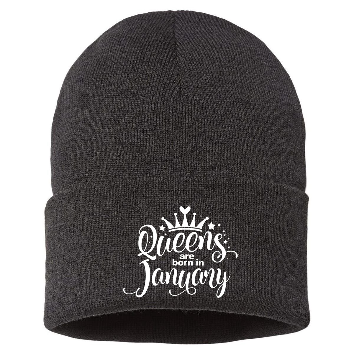 Queens Are Born In January Birthday Sustainable Knit Beanie