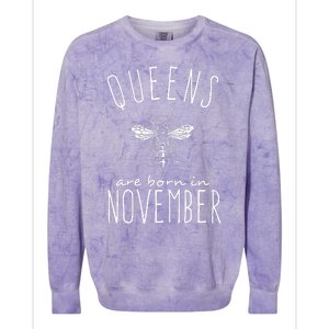 Queens Are Born In November Colorblast Crewneck Sweatshirt