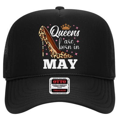 Queens are Born in May Funny May Birthday High Crown Mesh Back Trucker Hat