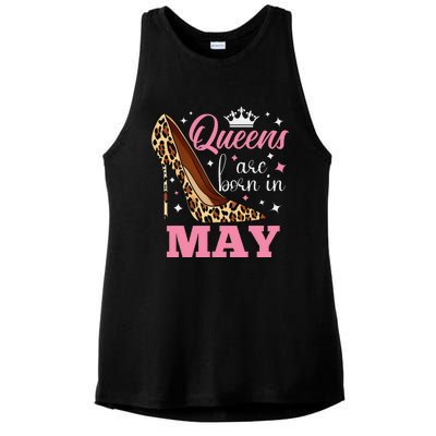 Queens are Born in May Funny May Birthday Ladies PosiCharge Tri-Blend Wicking Tank