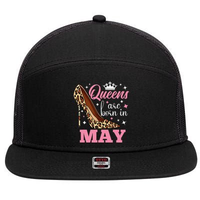 Queens are Born in May Funny May Birthday 7 Panel Mesh Trucker Snapback Hat