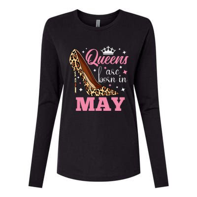 Queens are Born in May Funny May Birthday Womens Cotton Relaxed Long Sleeve T-Shirt