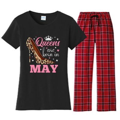 Queens are Born in May Funny May Birthday Women's Flannel Pajama Set