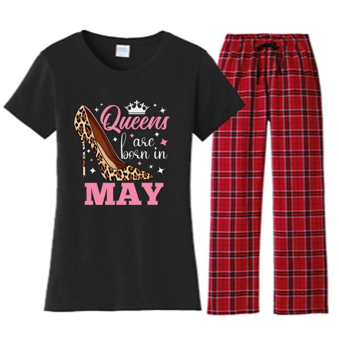 Queens are Born in May Funny May Birthday Women's Flannel Pajama Set