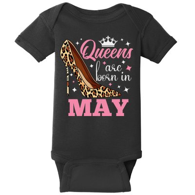 Queens are Born in May Funny May Birthday Baby Bodysuit