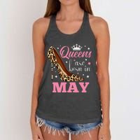 Queens are Born in May Funny May Birthday Women's Knotted Racerback Tank