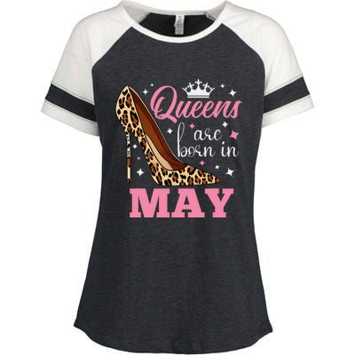 Queens are Born in May Funny May Birthday Enza Ladies Jersey Colorblock Tee