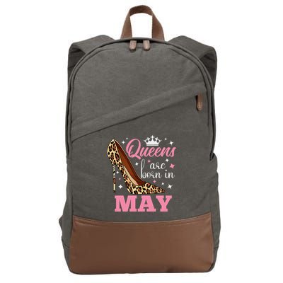 Queens are Born in May Funny May Birthday Cotton Canvas Backpack