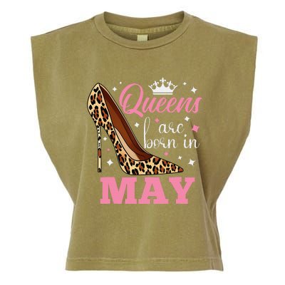 Queens are Born in May Funny May Birthday Garment-Dyed Women's Muscle Tee