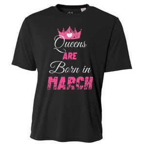 Queens Are Born In March Distressed Birthday Gift Cooling Performance Crew T-Shirt