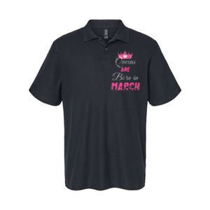 Queens Are Born In March Distressed Birthday Gift Softstyle Adult Sport Polo