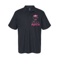 Queens Are Born In March Distressed Birthday Gift Softstyle Adult Sport Polo