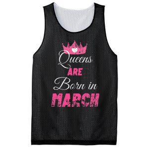 Queens Are Born In March Distressed Birthday Gift Mesh Reversible Basketball Jersey Tank