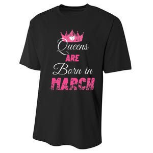 Queens Are Born In March Distressed Birthday Gift Performance Sprint T-Shirt