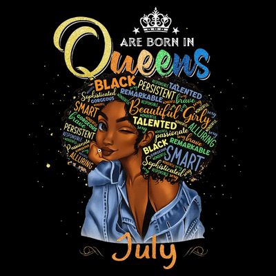 Queens Are Born In July Black Cancer Leo Birthday Gift T-Shirt