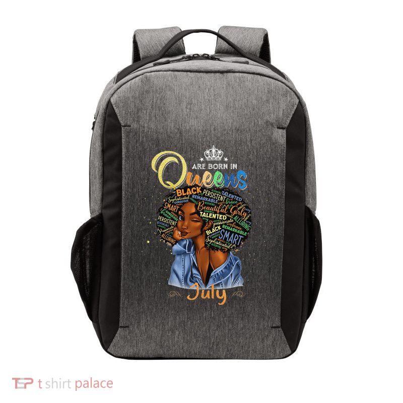 Queens Are Born In July Black Cancer Leo Birthday Gift Vector Backpack