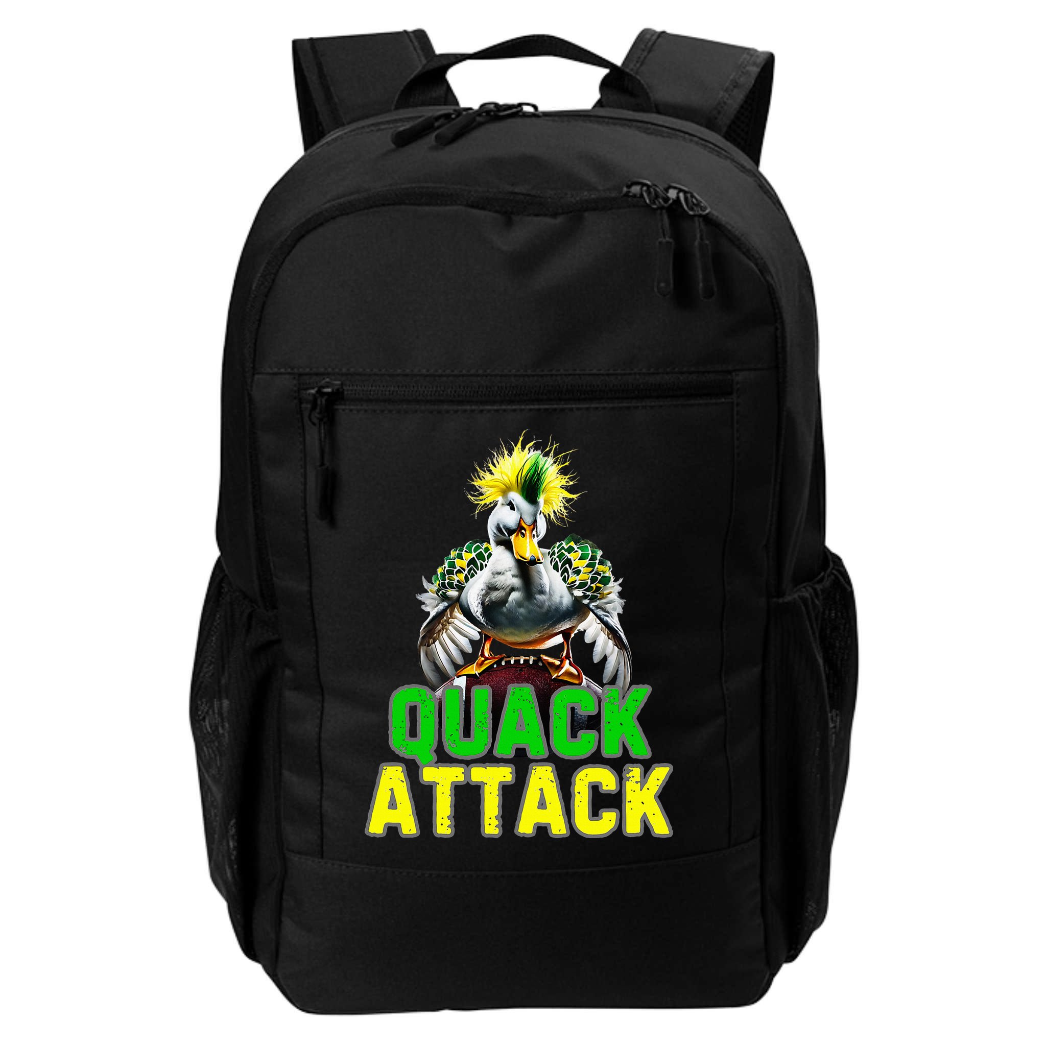 Quack Attack By Angry White Green And Yellow Duck Backpack