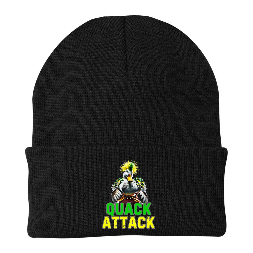 Quack Attack By Angry White Green And Yellow Duck Beanie